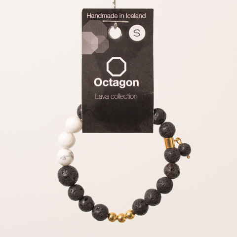Octagon Lava Collection Bracelet - Bracelet Black/Gold/White big beads