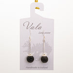 Vala Lava Stone Earrings - Black/silver rod