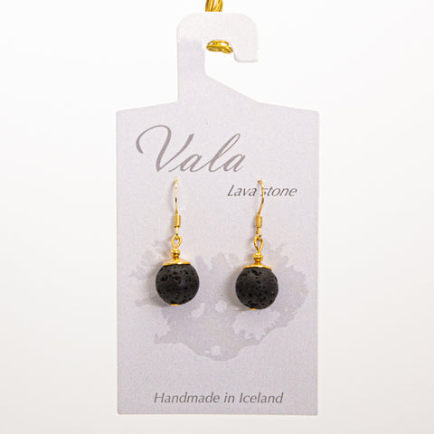 Vala Lava Stone Earrings - Black Big Bead