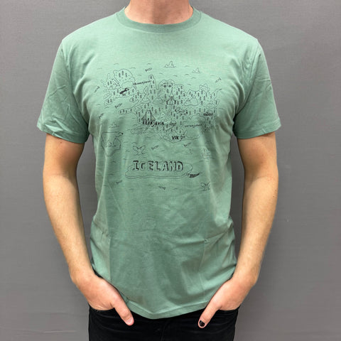 Iceland Map - T-Shirt - Sage Green