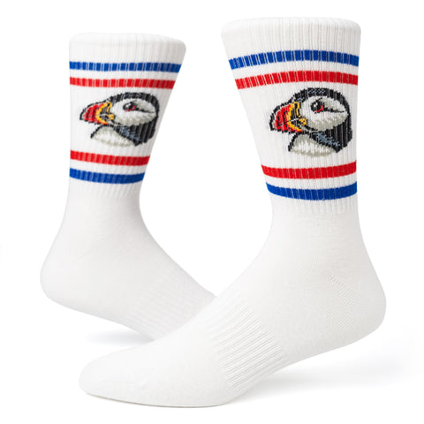 Puffin & Stripes Sport Socks - White