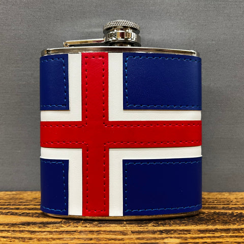 Icelandic Flag - Leather Hip Flask