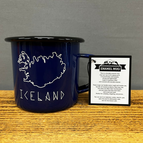 Iceland Map Rune Font - Navy Camping Mug