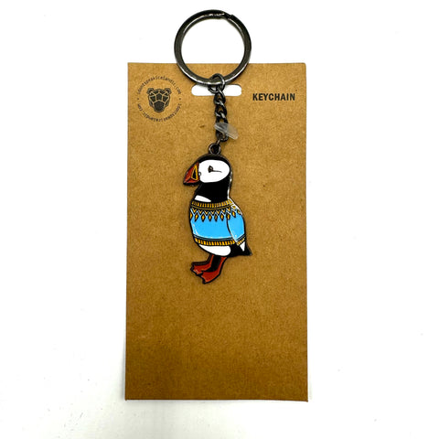 Puffin in a Wool Sweater - Keychain