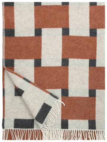 Punos - Wool Blanket from Finland- White / Cinnamon / Black