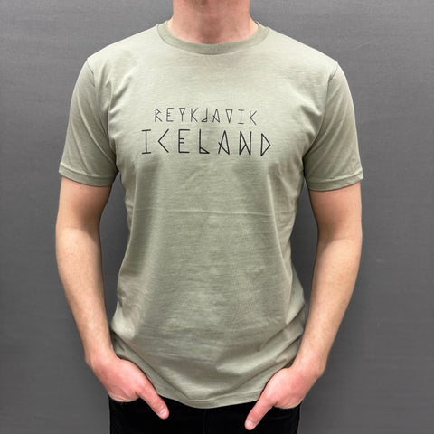 Reykjavik Iceland Rune Font - T-Shirt - pistachio