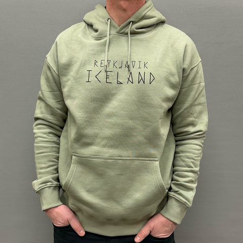 Unisex Hoody - Reykjavik Iceland Rune Font - Pistachio