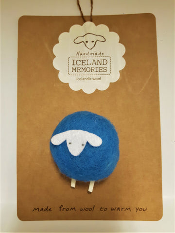Iceland Memories - Felted Sheep Pin - Light Blue