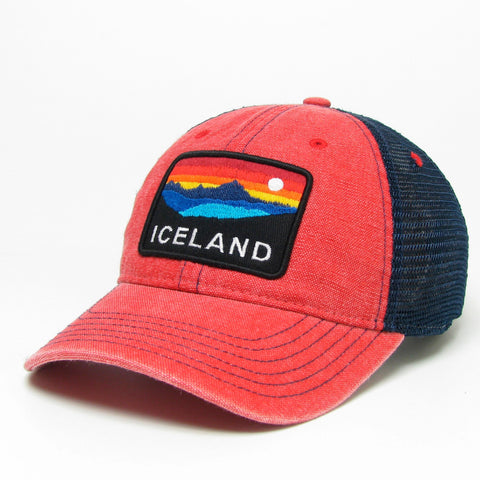 Trucker Dashboard Cap - Iceland Horizon - Scarlet/Navy