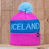 Iceland Beanie with Pom - Pink/Teal - Idontspeakicelandic
