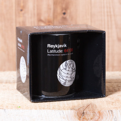 Reykjavik Latitude  - Mug in a Box - Black - Idontspeakicelandic