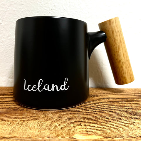 Iceland Mug with Wooden Handle - Black