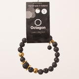Octagon Lava Collection Bracelet - Bracelet Black/Gold big beads