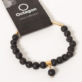 Octagon Lava Collection Bracelet - Bracelet Black/Gold small beads