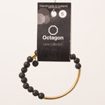 Octagon Lava Collection Bracelet - Bracelet Black/Gold small beads