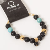 Octagon Lava Collection Bracelet - Bracelet Black/Gold/Turkish blue big beads