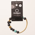 Octagon Lava Collection Bracelet - Bracelet Black/Gold/Turkish blue big beads