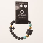 Octagon Lava Collection Bracelet - Bracelet Black/Gold/Turkish blue box lava