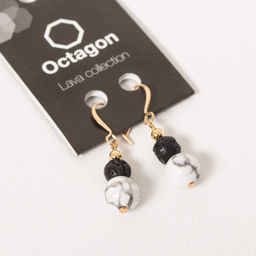 Octagon Lava Collection Earring Black Marble Idontspeakicelandic