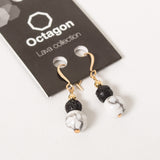 Octagon Lava Collection Earring - Black/Marble