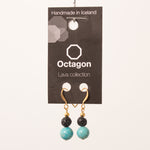 Octagon Lava Collection Earrings - Black/Turkish blue Beads