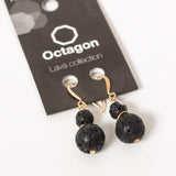 Octagon Lava Collection Earrings - Black Beads
