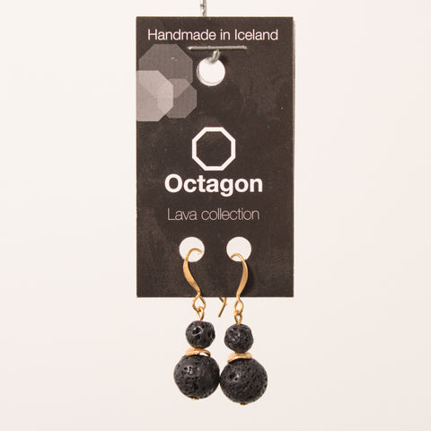 Octagon Lava Collection Earrings - Black Beads