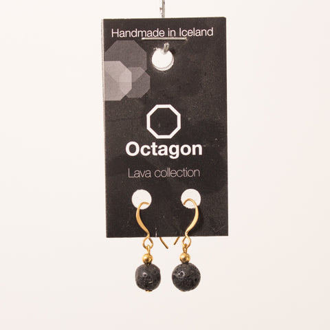 Octagon Lava Collection Earrings - Black small Bead