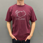 Oversized T-shirt -  Iceland Runeletter - Stonewash Burgundy