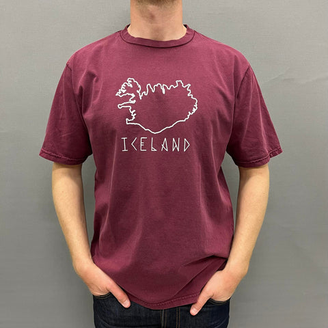 Oversized T-shirt -  Iceland Runeletter - Stonewash Burgundy