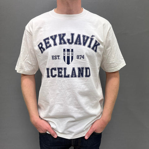 Oversized T-shirt -  Reykjavik College - Stonewash White