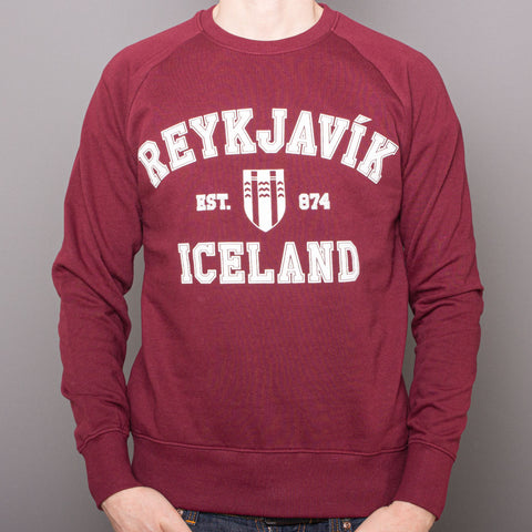 <transcy>Sweat-shirt unisexe raglan - Reykjavik College - Bourgogne</transcy>