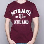 Reykjavik College - T-Shirt - Burgundy - Idontspeakicelandic