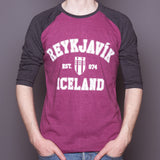 Reykjavik College - Baseball Shirt - Dark gray and Plum - Idontspeakicelandic