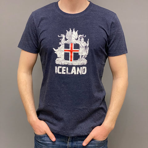 <transcy>Isländisches Wappen - T-Shirt - Blau</transcy>