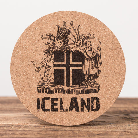 Iceland Coat of Arms - Set of 6 Cork Coasters - Idontspeakicelandic