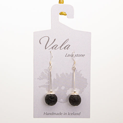 Vala Lava Stone Earrings - Black/silver rod