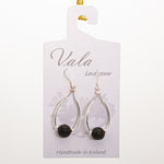 Vala Lava Stone Earrings - Black/Silver Rod small Bead