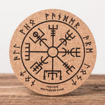 Wayfinder Rune - Set of 6 Round Cork Coasters - Idontspeakicelandic