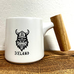 Viking Iceland Mug with Wooden Handle - White