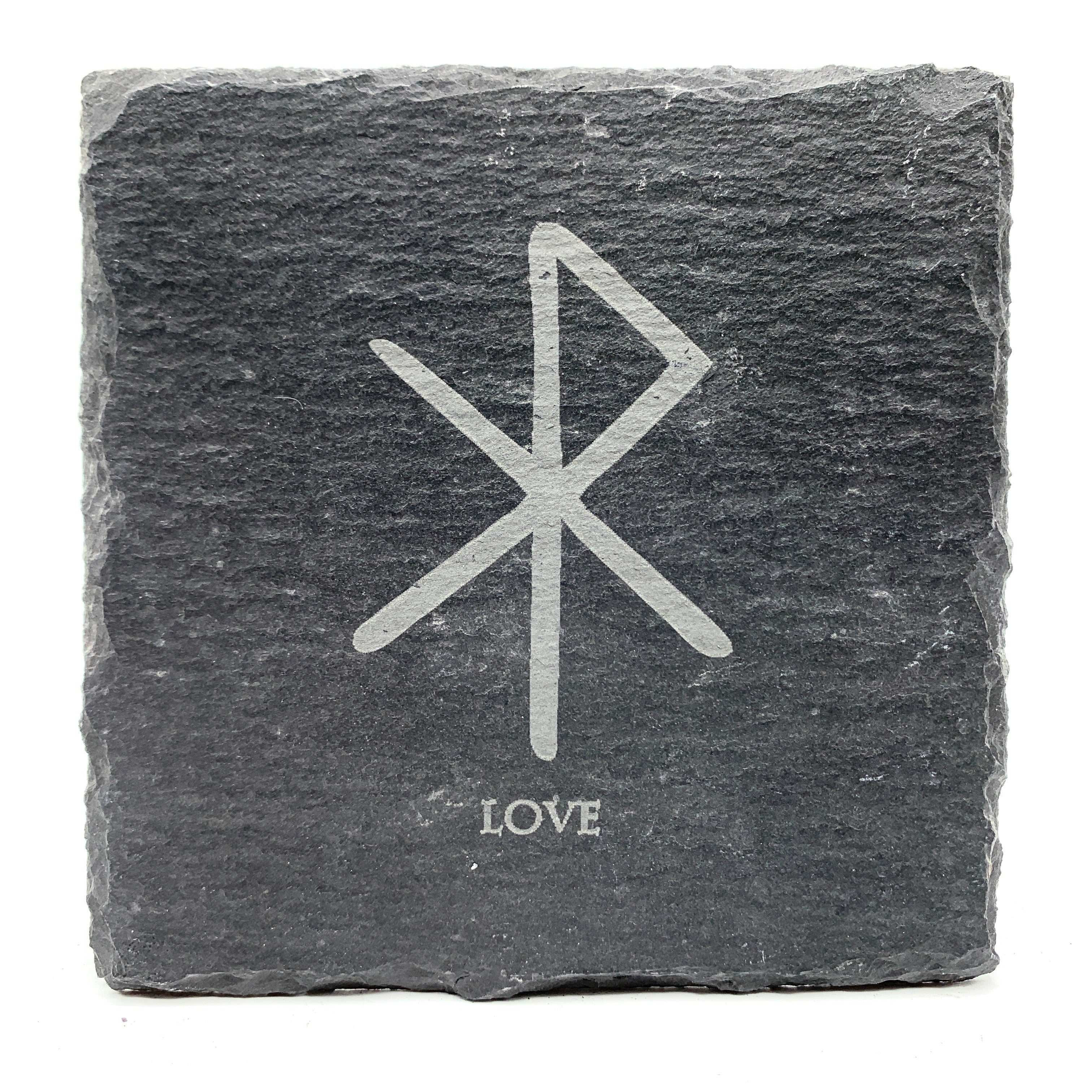 Love - Viking Rune - Slate Coaster | Idontspeakicelandic