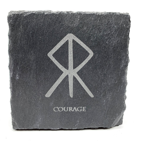 Courage - Viking Rune - Schiefer Untersetzer