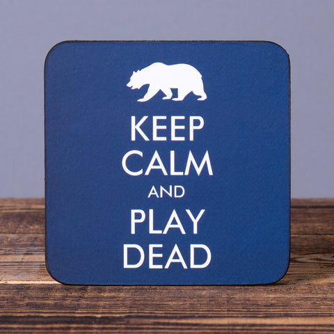Keep Calm and Play Dead - Set of 6 Cork Coasters - Idontspeakicelandic
