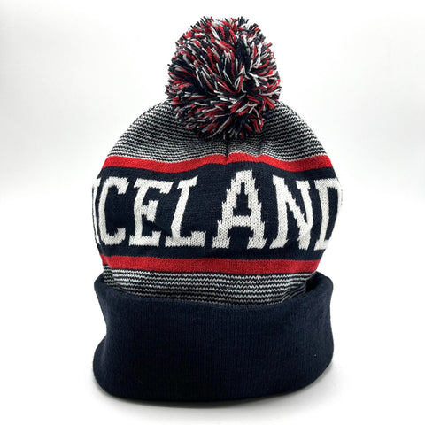 <transcy>Bonnet Iceland à Pompon - Marine / Blanc</transcy>