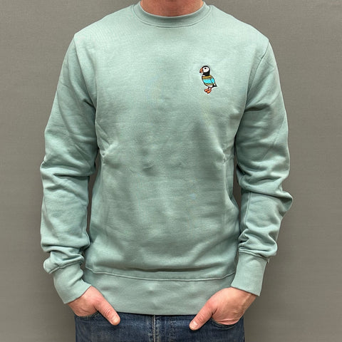 Unisex  Sweatshirt - Puffin in a Sweater - Slate Green
