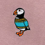 Unisex  Sweatshirt - Puffin in a Sweater - Purple Rose