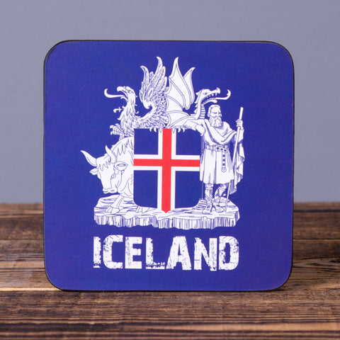 Icelandic Coat of Arms - Set of 6 Cork Coasters - Idontspeakicelandic